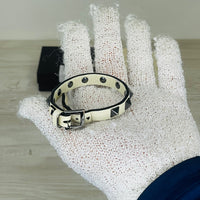 Valentino Garavani Bracelet, Rockstud White Leather (One Size)