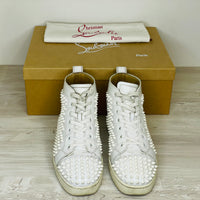 Christian Louboutin Sneakers, 'White Leather' Hvid Louis Flat Spikes High Tops Herre (41)