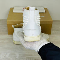 Christian Louboutin Sneakers, 'White Leather' Hvid Louis Flat Spikes High Tops Herre (41)