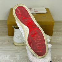 Christian Louboutin Sneakers, 'White Leather' Hvid Louis Flat Spikes High Tops Herre (41)
