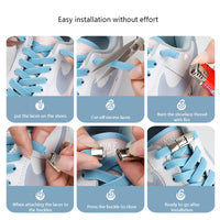 No Tie Shoe, laces Press Lock Shoelaces without ties Elastic Laces Sneaker Kids Adult 8MM Widened Flat Shoelace for Shoes