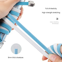 No Tie Shoe, laces Press Lock Shoelaces without ties Elastic Laces Sneaker Kids Adult 8MM Widened Flat Shoelace for Shoes