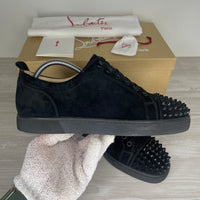 Christian Louboutin Sneakers, 'Black Suede' Junior Spikes (39.5)