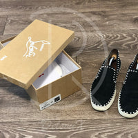 Christian Louboutin 'Black Suede w. Silver Spikes' Pik Boats (45) 👟