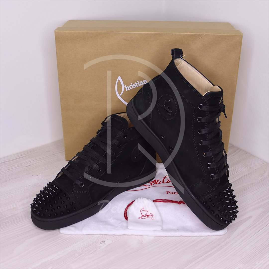 Forhøre Legepladsudstyr skab Christian Louboutin Sneakers, 'Black Suede' Lou Spikes High Tops Herre –  DelsouX Universe
