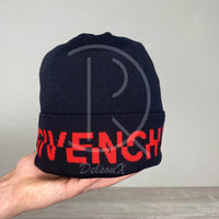 Givenchy 'Ripped Rød Logo' Uld Hue Unisex (One Size) 🤯