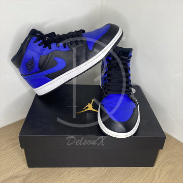 Nike Sneakers, Jordan 1 Mid 'Hyper Royal' Tumbled Leather (45.5) 🏀