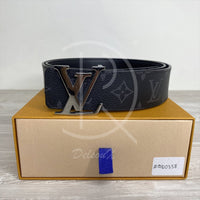 Louis Vuitton Initials 40mm Reversible Graphite Canvas Bælte Sølv Spænde Herre (95) 🕶