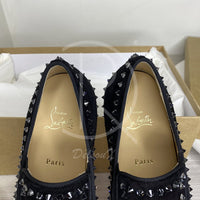 Christian Louboutin 'Black Suede' Pik Boat w. Diamond Herre Low-Tops (41) 💎