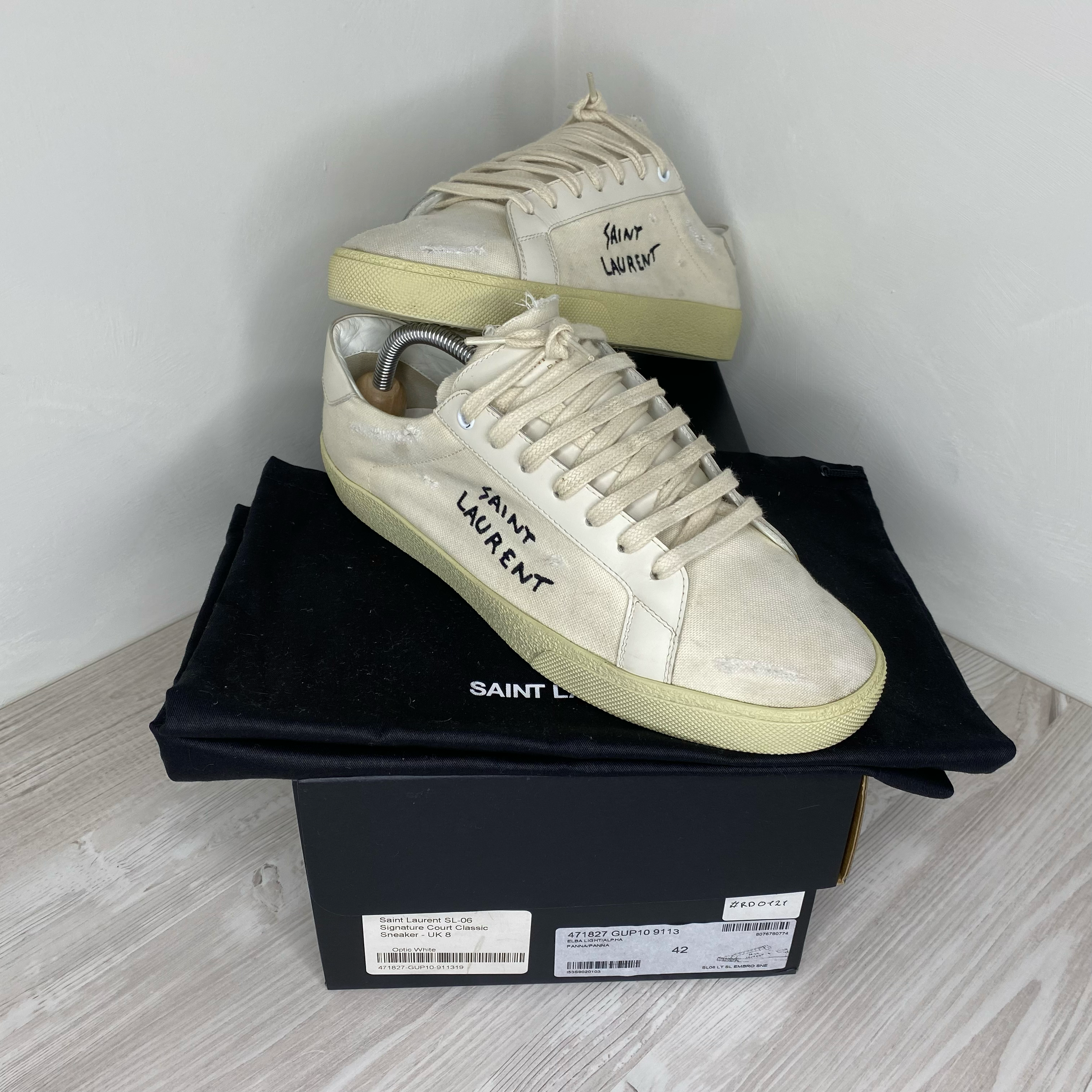 Saint Laurent Sneakers Beige Court Classic Distressed Herre 42