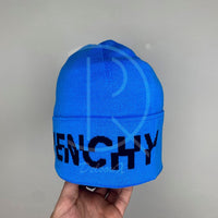 Givenchy 'Ripped Blå Logo' Uld Hue Unisex (One Size) 🥶