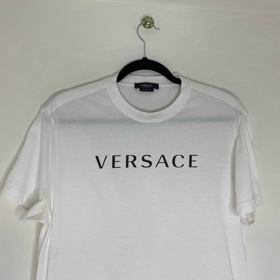 Versace Hvid 'Greca' Herre T-shirt (XS) 🎉