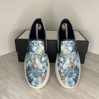 Gucci Sneakers, Supreme GG Canvas 'Bloom' Print Blue Flower Slip On (43)