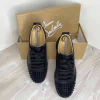 Christian Louboutin Sneakers, 'Black Leather' Junior Spikes Herre Sneakers (40) 😎