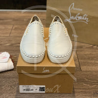 Christian Louboutin White Calf Leather Slip-Ons (43) 👟