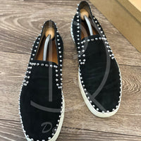 Christian Louboutin 'Black Suede w. Silver Spikes' Pik Boats (45) 👟