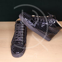 Christian Louboutin Louis Spikes Orlato Flat 'Black Patent Leather' (42) 🕺🏼