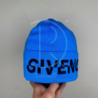 Givenchy 'Ripped Blå Logo' Uld Hue Unisex (One Size) 🥶