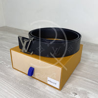 Louis Vuitton Initials 40mm Reversible Graphite Canvas Bælte Sølv Spænde Herre (95) 🕶