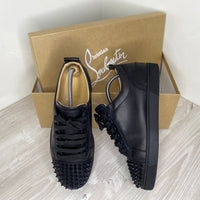 Christian Louboutin Sneakers, 'Black Leather' Junior Spikes Herre Sneakers (40) 😎