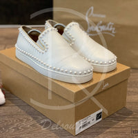 Christian Louboutin White Calf Leather Slip-Ons (43) 👟