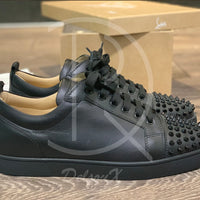 CHRISTIAN LOUBOUTIN ’BLACK LEATHER’ JUNIOR SPIKES (42) 🩸