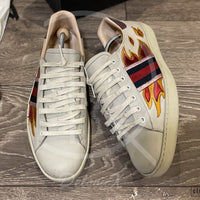 Gucci Ace 'Flames' Beige Leather (45) 🎇
