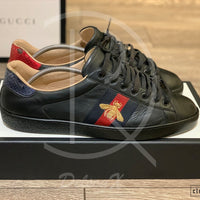 Gucci Ace Bee ’Black Leather’ (44) 🌤