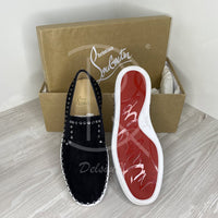 Christian Louboutin 'Black Suede' Pik Boat w. Diamond Herre Low-Tops (41) 💎