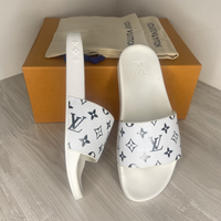 Louis Vuitton Slides, 'Waterfront Mule' White Monogram Men's (42)