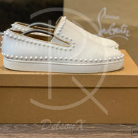 Christian Louboutin White Calf Leather Slip-Ons (43) 👟