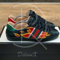 Gucci Ace ’Black Leather’ Flames (42.5) 🔥