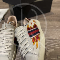 Gucci Ace 'Flames' Beige Leather (45) 🎇