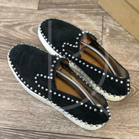 Christian Louboutin 'Black Suede w. Silver Spikes' Pik Boats (45) 👟