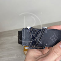 Louis Vuitton Initials 40mm Reversible Graphite Canvas Bælte Sølv Spænde Herre (95) 🕶