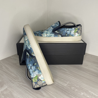Gucci Sneakers, Supreme GG Canvas 'Bloom' Print Blue Flower Slip On (43)