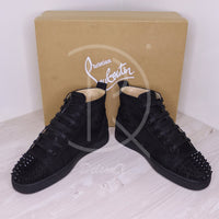 Christian Louboutin Sneakers, 'Black Suede' Lou Spikes High Tops Herre (42) 🩸