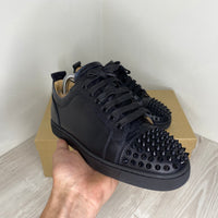 Christian Louboutin Sneakers, 'Black Leather' Junior Spikes Herre Sneakers (40) 😎