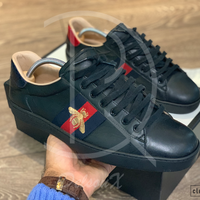 Gucci Ace ’Bee’ Black Leather (44) 🌤