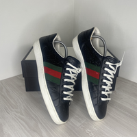 Gucci Sneakers, Ace ’GG Signature’ Black Calf Leather (42.5)