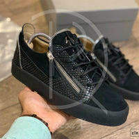 Giuseppe Zanotti 'Frankie' Low Croc Suede W. Silver Zip (41) 🤐