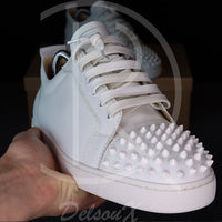 Christian Louboutin 'White Leather' Junior Spikes (42.5) 🕊