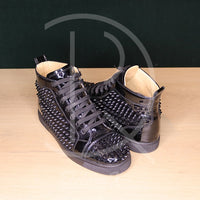 Christian Louboutin Louis Spikes Orlato Flat 'Black Patent Leather' (42) 🕺🏼