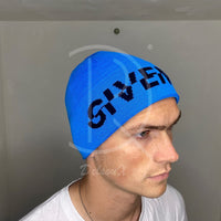 Givenchy 'Ripped Blå Logo' Uld Hue Unisex (One Size) 🥶