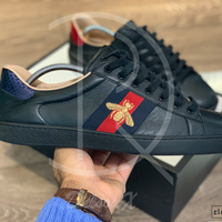 Gucci Ace ’Bee’ Black Leather (44) 🌤