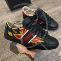 Gucci Ace 'Flames' Black Leather (42.5) 🔥