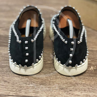 Christian Louboutin 'Black Suede w. Silver Spikes' Pik Boats (45) 👟
