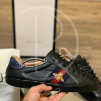 Gucci Ace Bee ’Black Leather’ (44) 🌤