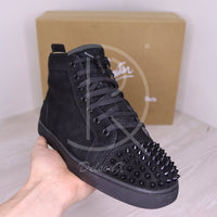 Christian Louboutin Sneakers, 'Black Suede' Lou Spikes High Tops Herre (42) 🩸