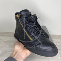 Giuseppe Zanotti 'Black Printed Croc' Double Zip High-tops Herre Sneakers (44) ✔︎